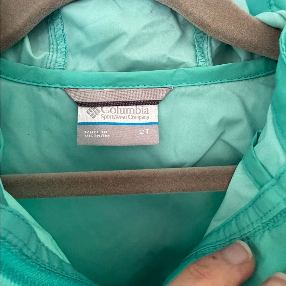 Columbia Teal Hooded Windbreaker Jacket size 2t - Picture 3 of 7
